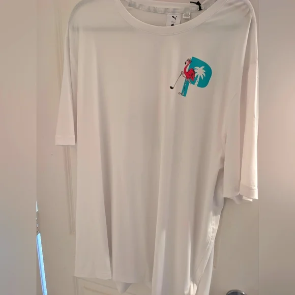Puma White Golf Tee with Flamingo - Picture 2 of 6
